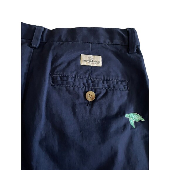 Vineyard Vines Boys‎ Navy Blue Khaki Shorts Size 16 Adjustable Waist Turtles - Picture 3 of 6